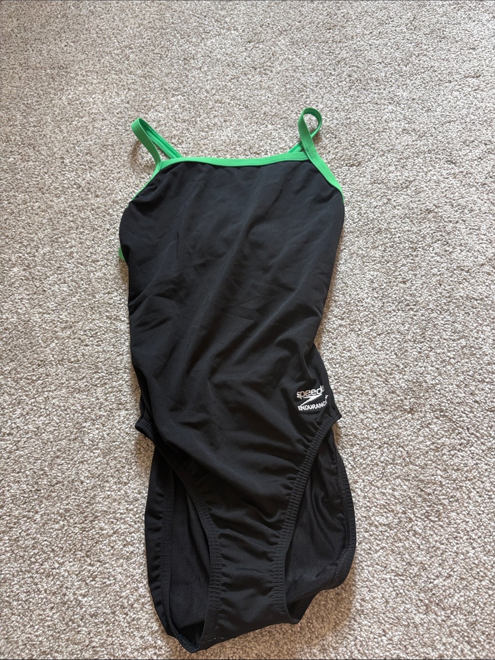 Speedo Black One-Piece Swimsuit with Green Trim
